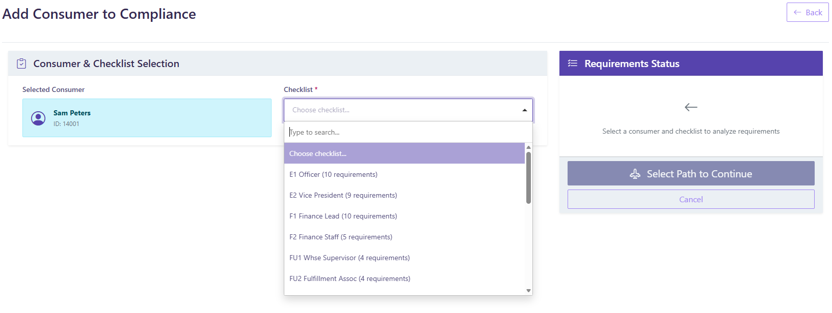 PSBI role designation screen